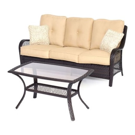 Almo Fulfillment Services Hanover Orleans 2 Piece Patio Set, Sahara Sand/French Roast ORLEANS2PC-B-TAN